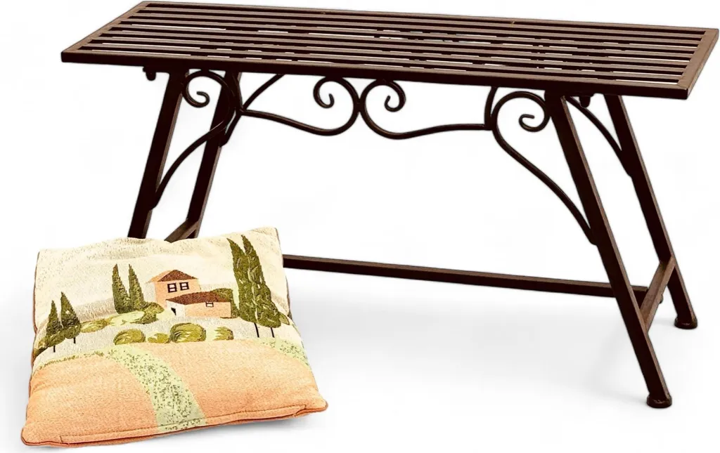 Panchina Esterno Ferro Battuto 145 cm Stile Barocco Ruggine