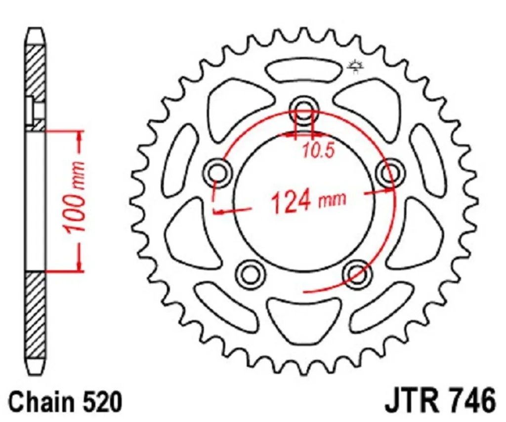 Couronne 48 dents Kettenrad 520 SI traitée contre l'usure précoce