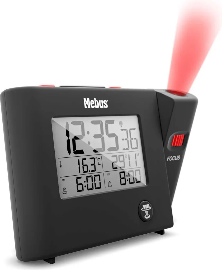 Réveil projecteur d'heure au plafond Mebus 25795 idéal pour voir
