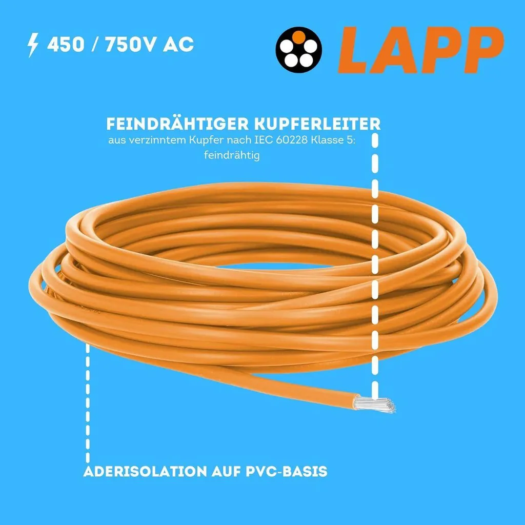 Câble pour armoire électrique LAPP 0.75mm² Orange Multi-Standard 100m - 2