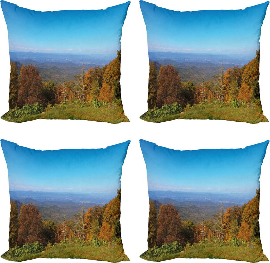 ABAKUHAUS Appalachian Kissenbezug Set (4 Stück), Fall-Virginia Mountains, Moderner Doppelseitiger Digitaldruck, 50 cm x 50 cm, Mehrfarbig