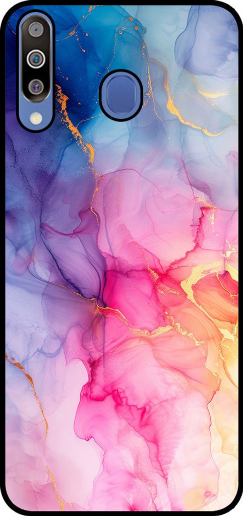 Smartphonica Handyhülle Passend für Samsung Galaxy M30 mit Marmordruck - TPU Rückseitenschutzhülle Marmordesign - Regenbogen