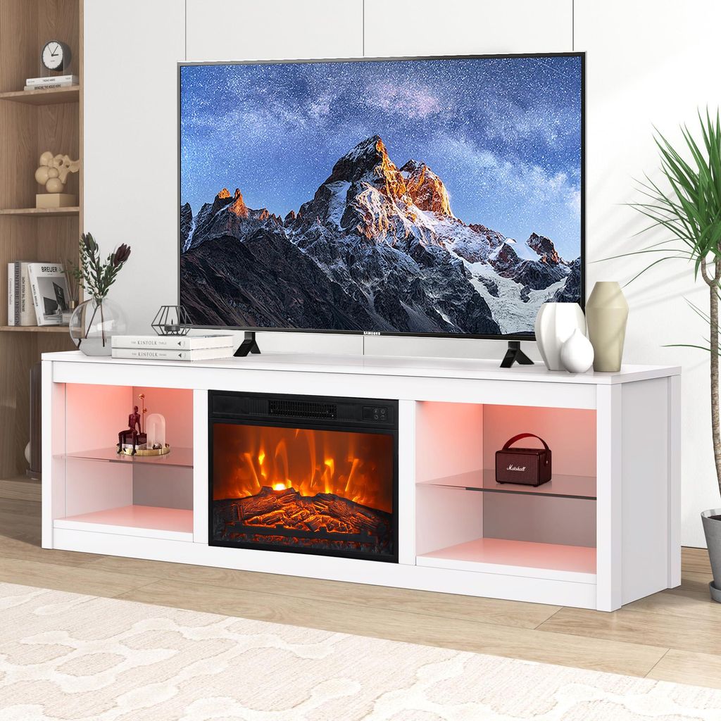 Parrot Uncle TV-Lowboard mit Elektrokamin & RGB-Licht, Produktbild 