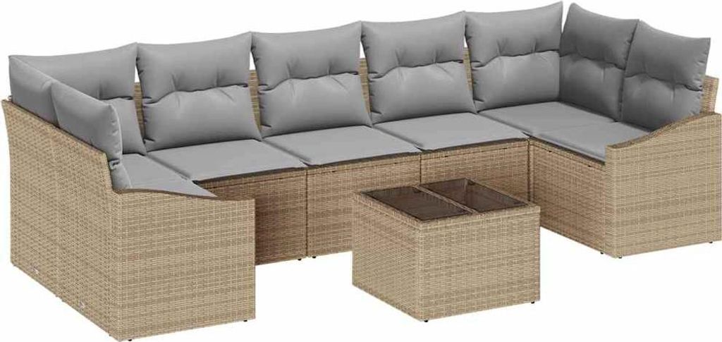 vidaXL Sofa Set Beige und Hellgrau 55 x 55 x 37 cm Poly Rattan