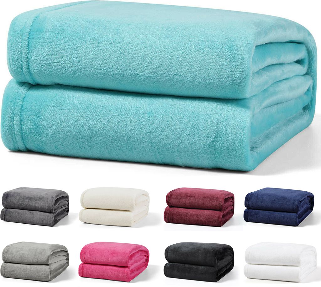 Kuscheldecke 230x270 cm Petrol Wohndecke Flauschige Winter Decke Sofadecke Fleecedecke
