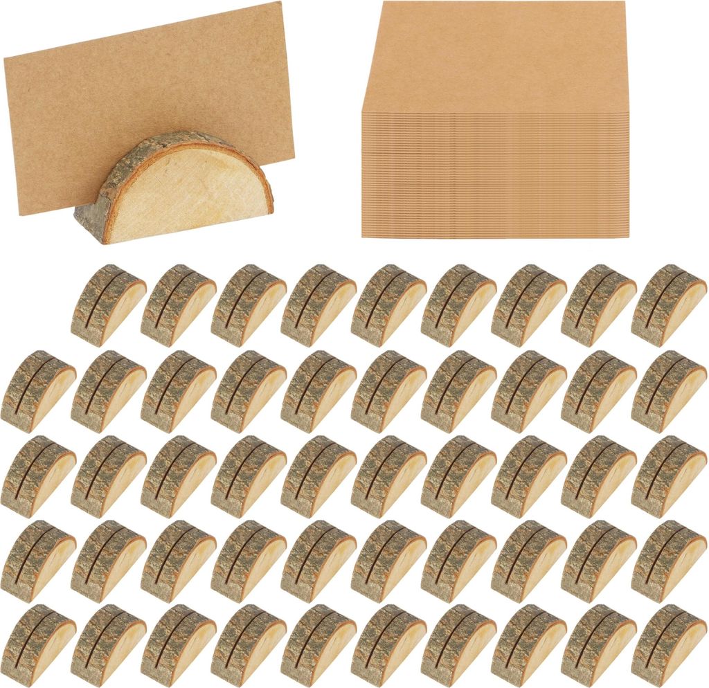 Belle Vous 50er Pack Holz Kartenhalter - rustikales Tischkartenhalter Set - Fotohalter oder Menükartenhalter aus Holz - Platzkarten für Hochzeit ...