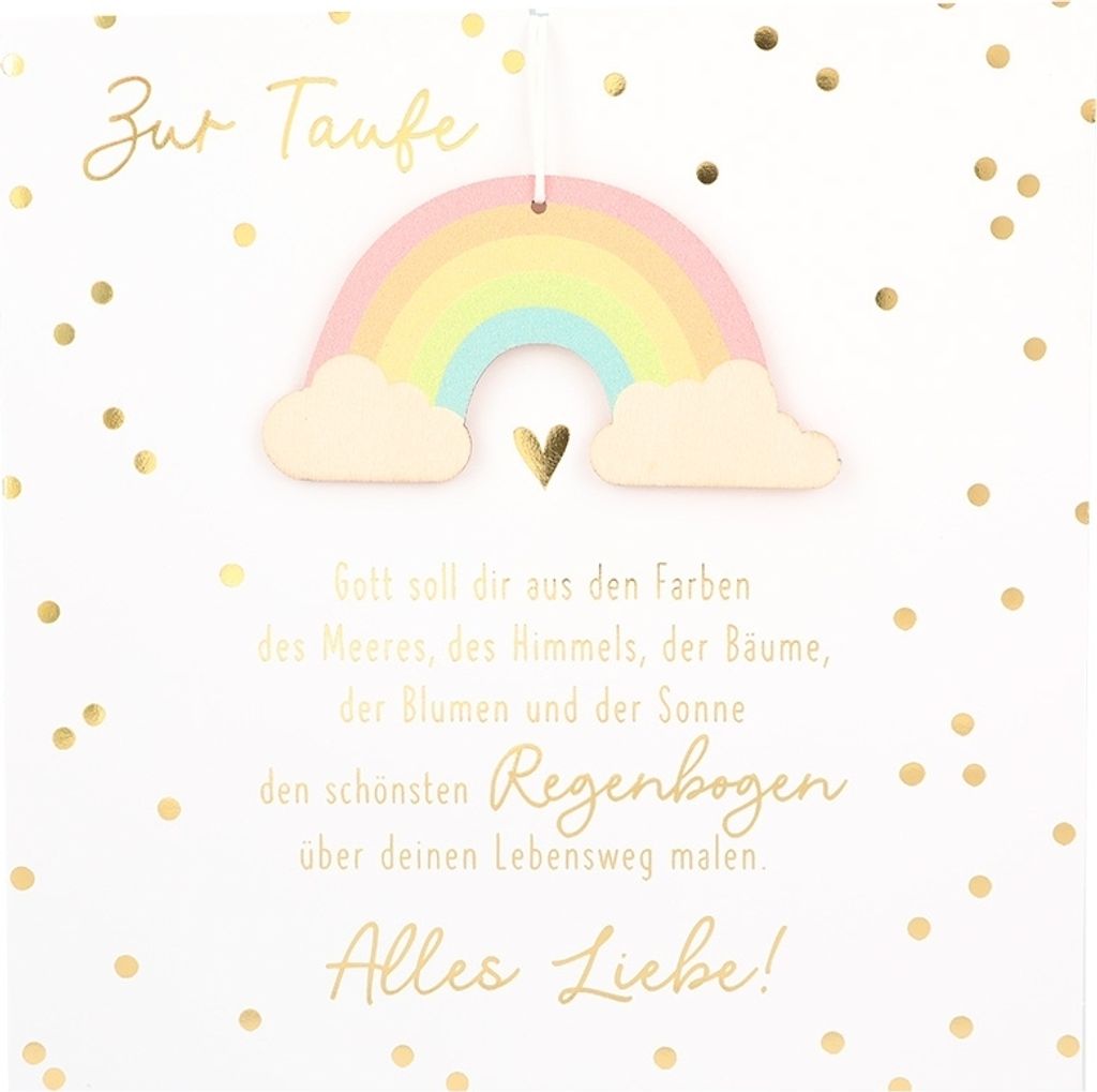 Depesche Klappkarte mit Anhänger : Zur Taufe Gott soll dir aus den Farben.. Karte mit Anhänger: Zur Taufe Gott soll dir aus den Farben..