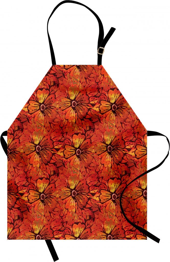 ABAKUHAUS Batik Kochschürze, Grungy beunruhigter viktorianischer Art-Blumen-Blumenblatt-romantischer weiblicher Retro- Entwurf, Maschienenwaschbar...