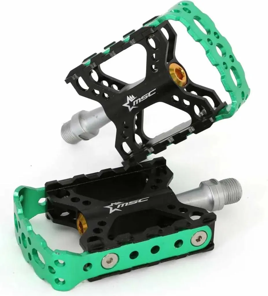 Pédales MSC Alu 6063T5 CRMO Vert Noir - Performance VTT Taille Unique