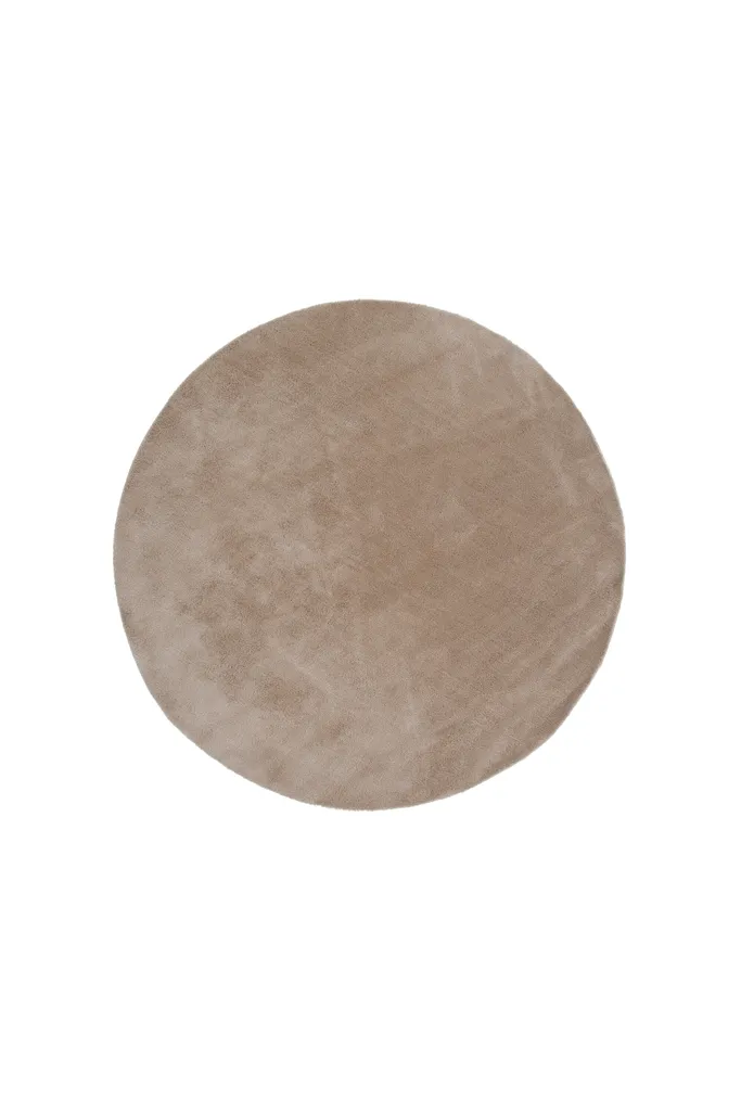 Tapis beige Undra Ø200 cm : polyester doux et format rond volumineux