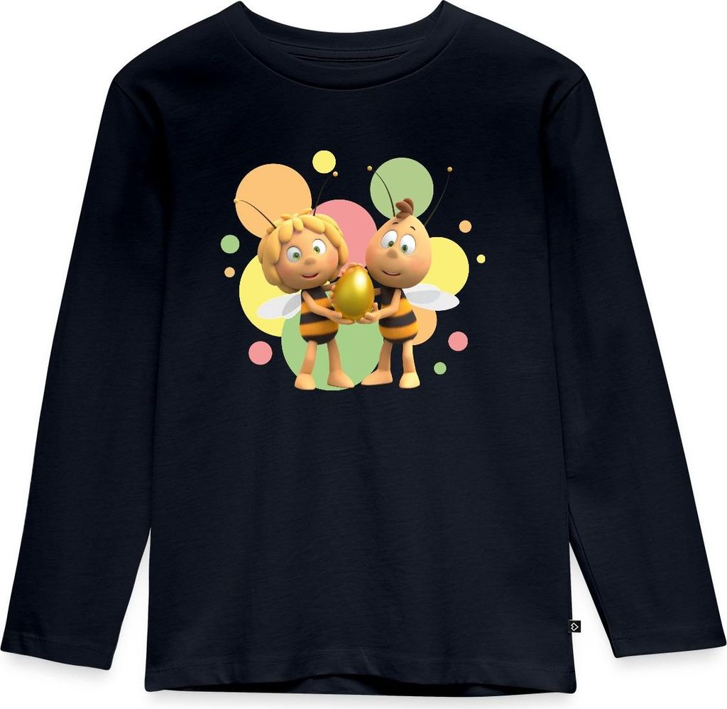 Spreadshirt Die Biene Maja 3 Maya und Willi Kinder Premium Langarmshirt, 134/140 (8 Jahre), Navy