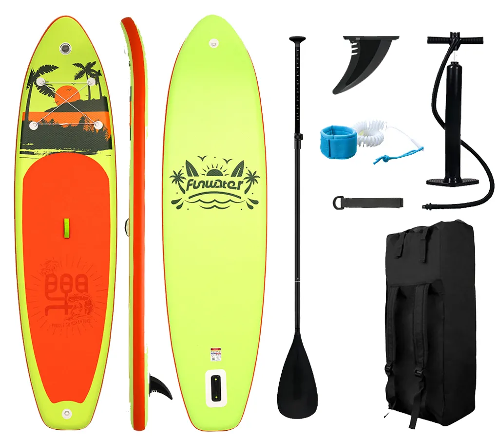 Paddle gonflable large 335 cm avec kit complet pour balade en mer jaune