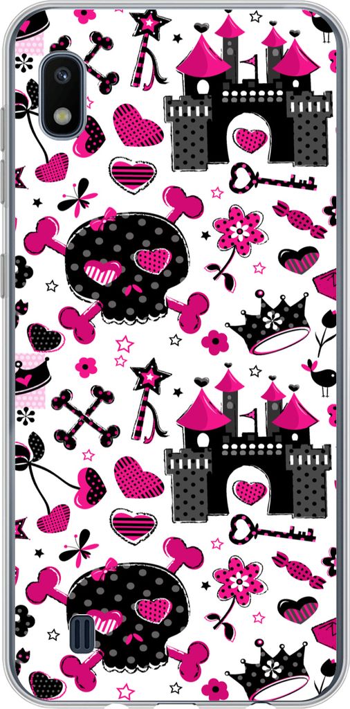 MuchoWow Handyhülle Schutzhülle Hülle für Telefoonhoesje Samsung Galaxy A10 Mädchen - Krone - Herz - Muster - Mädchen - Kind - Kinder Silik...
