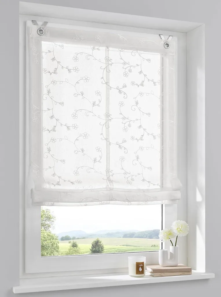 Store plissé pour cuisine et salle de bain blanc translucide 60x140cm