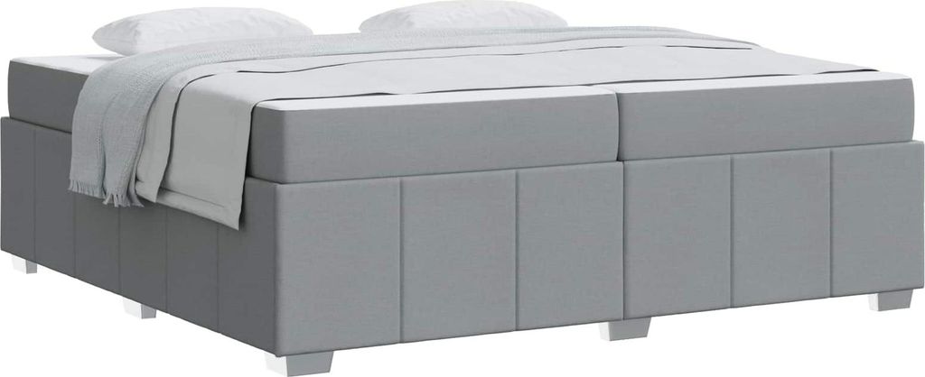 Bettrahmen mit Matratze Hellgrau 200 x 200 cm Stoff