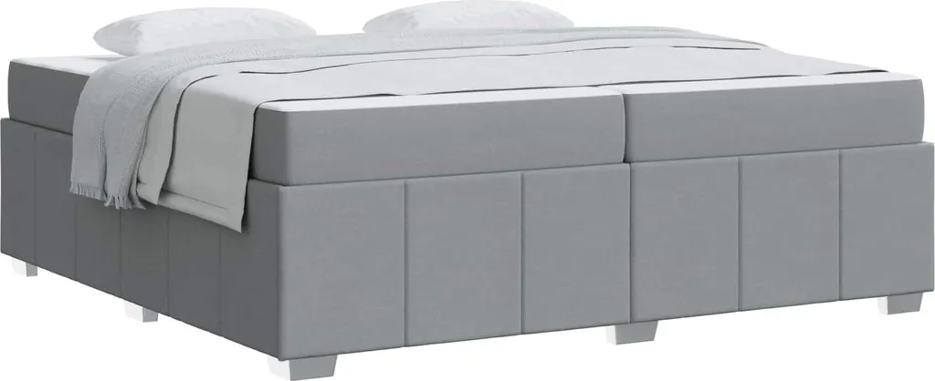 Lit double avec matelas vidaXL tissu gris clair 200x200 cm complet