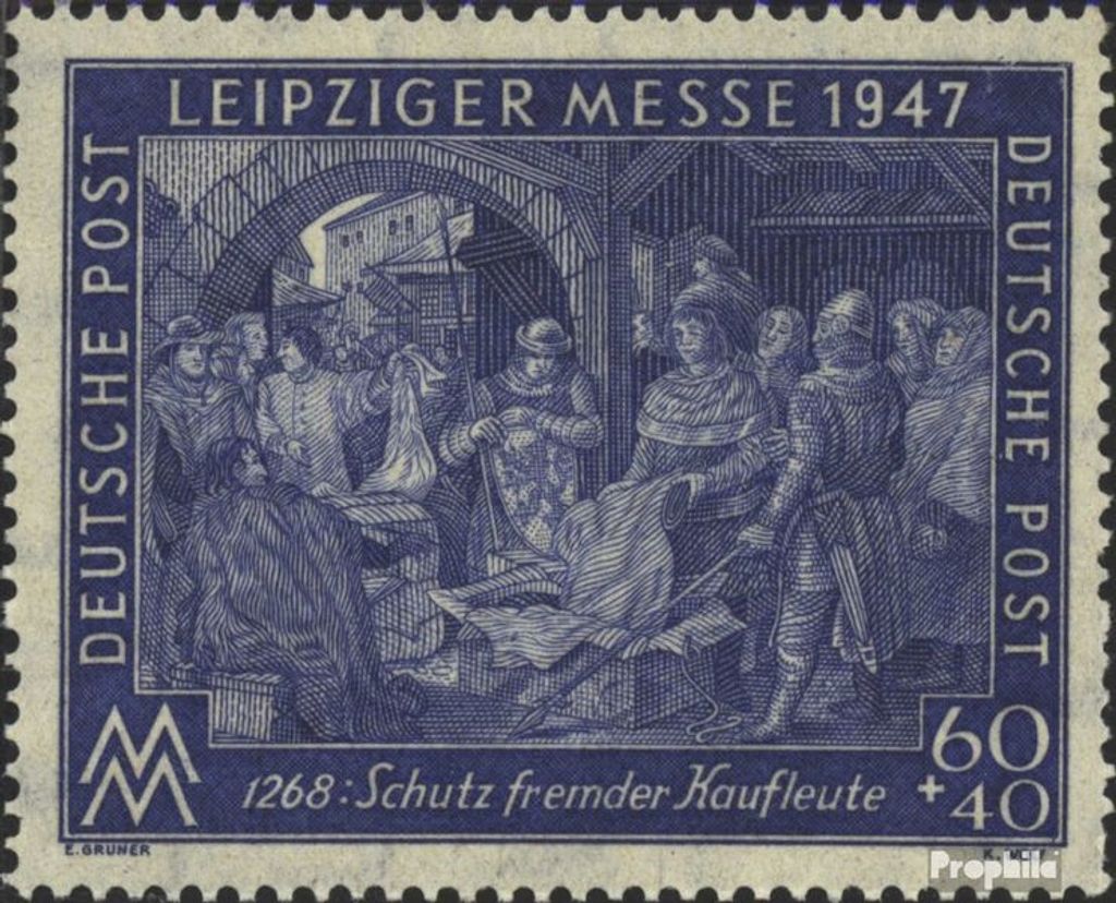 Briefmarken Alliierte Bes.-Gem.Ausg. 1947 Mi 942I A , Linienzähnung 13 postfrisch Leipziger Messe