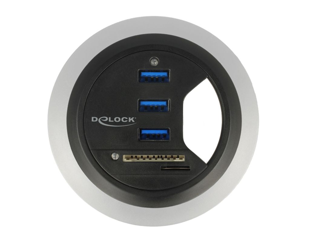DELOCK USB-HUB 3-Port USB3.0 + 2xCard Reader Tischeinbau