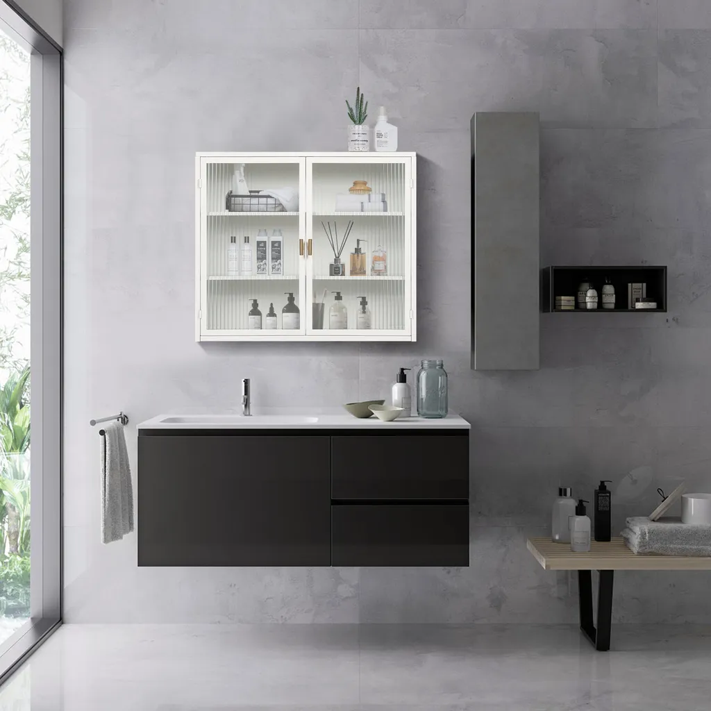 Meuble Haut de Rangement à 2 Portes Vitrées 70cm pour une Déco Moderne - 5