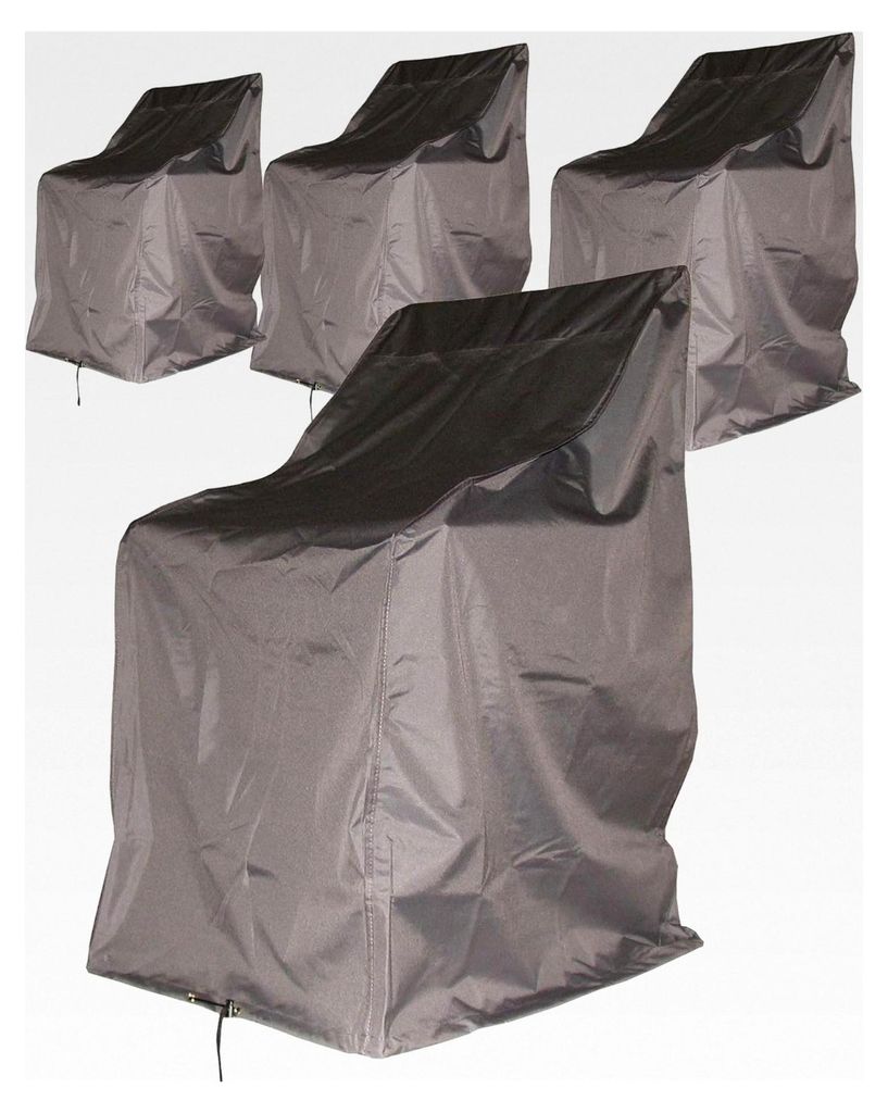 4 x Schutzhülle für Stühle, Stapelstühle, Dinnersessel, Klappstühle, Schutzhaube, Abdeckplane, Grau