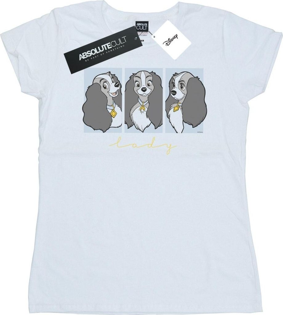 Disney - "Lady And The Tramps" T-Shirt für Damen BI16229 (M) (Weiß)