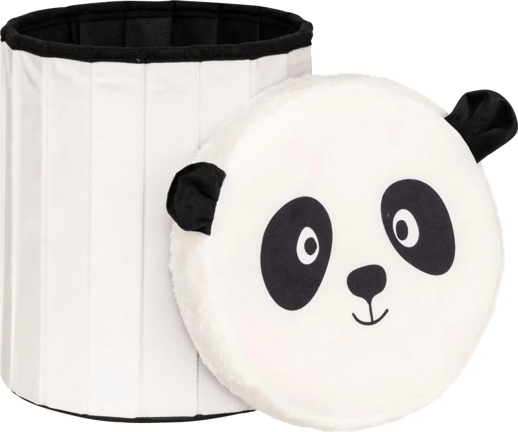 Tabouret pouf pliant pour chambre d'enfant Andy noir et blanc 36cm