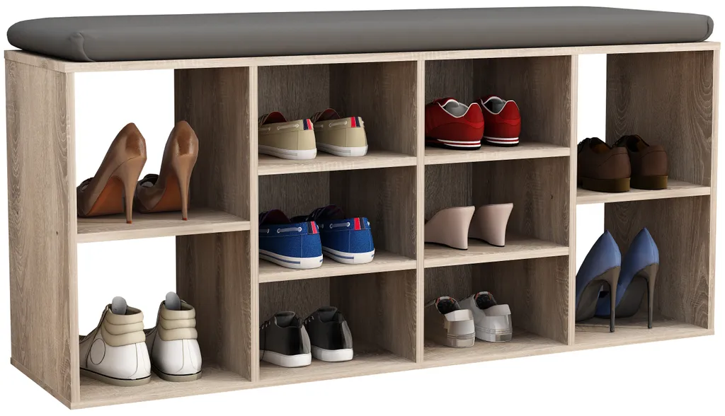 VCM Hinsol S Étagère de Chaussures 104 cm - Armoire de Rangement Bois