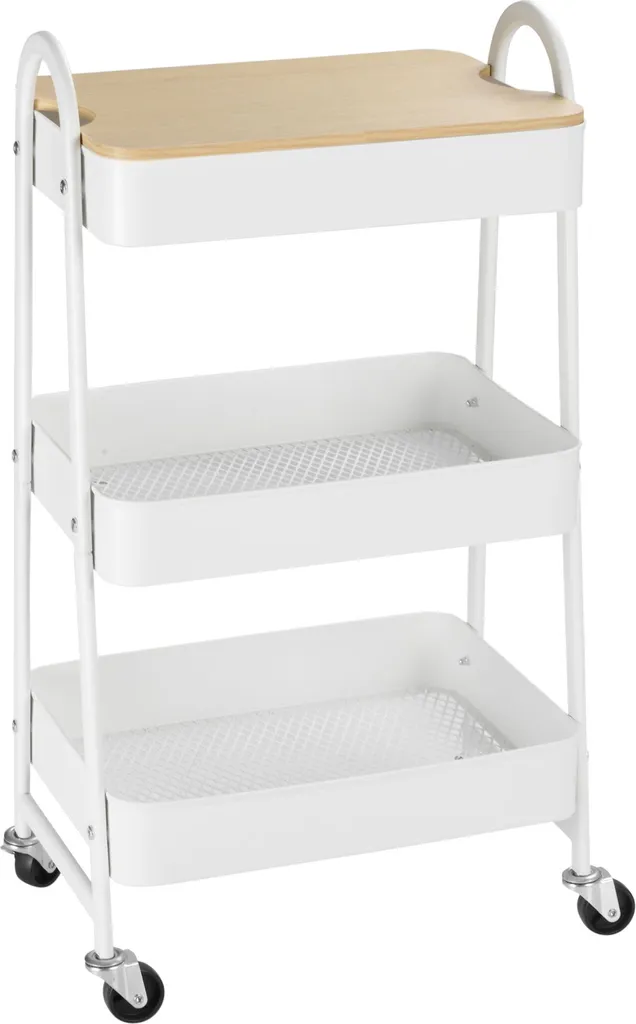Carrello Cucina Fortuna Lai 3 Ripiani Bianco 45x31x79 cm | Arredo Multiuso