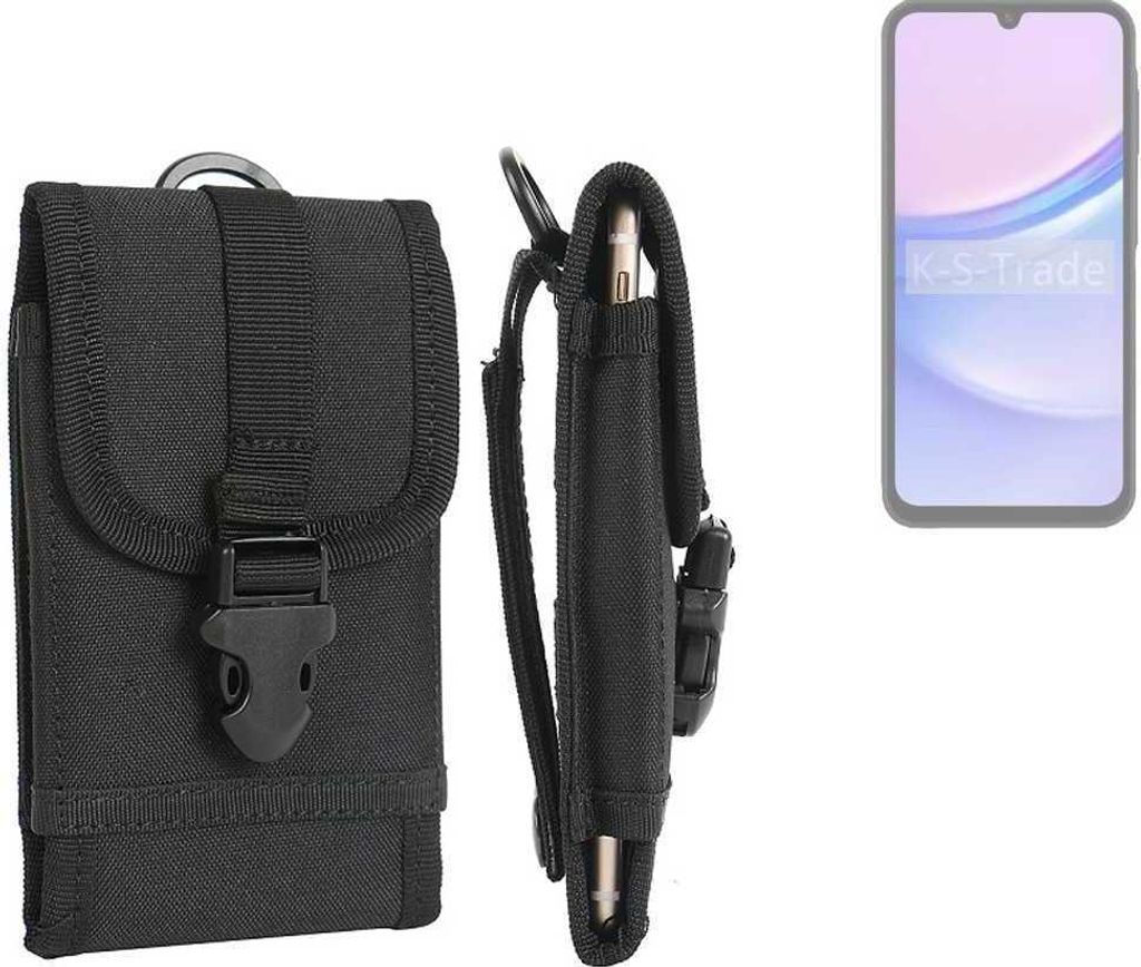 K-S-Trade Holster Handy Hülle kompatibel mit Samsung Galaxy A15 5G Holster Handytasche Gürtel Tasche Schutz Hülle Robust Outdoor schwarz