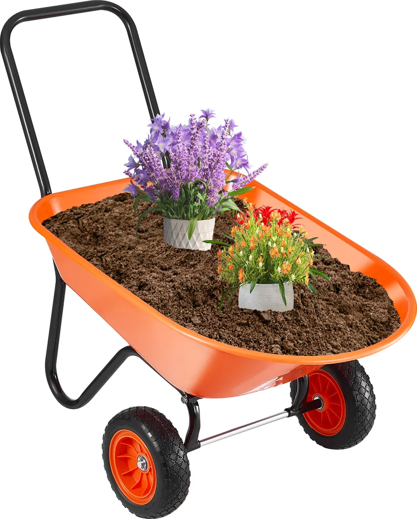 SKYSHALO Carriola 2 Ruote 5 Piedi Cubi 180kg | Carrello da Giardino
