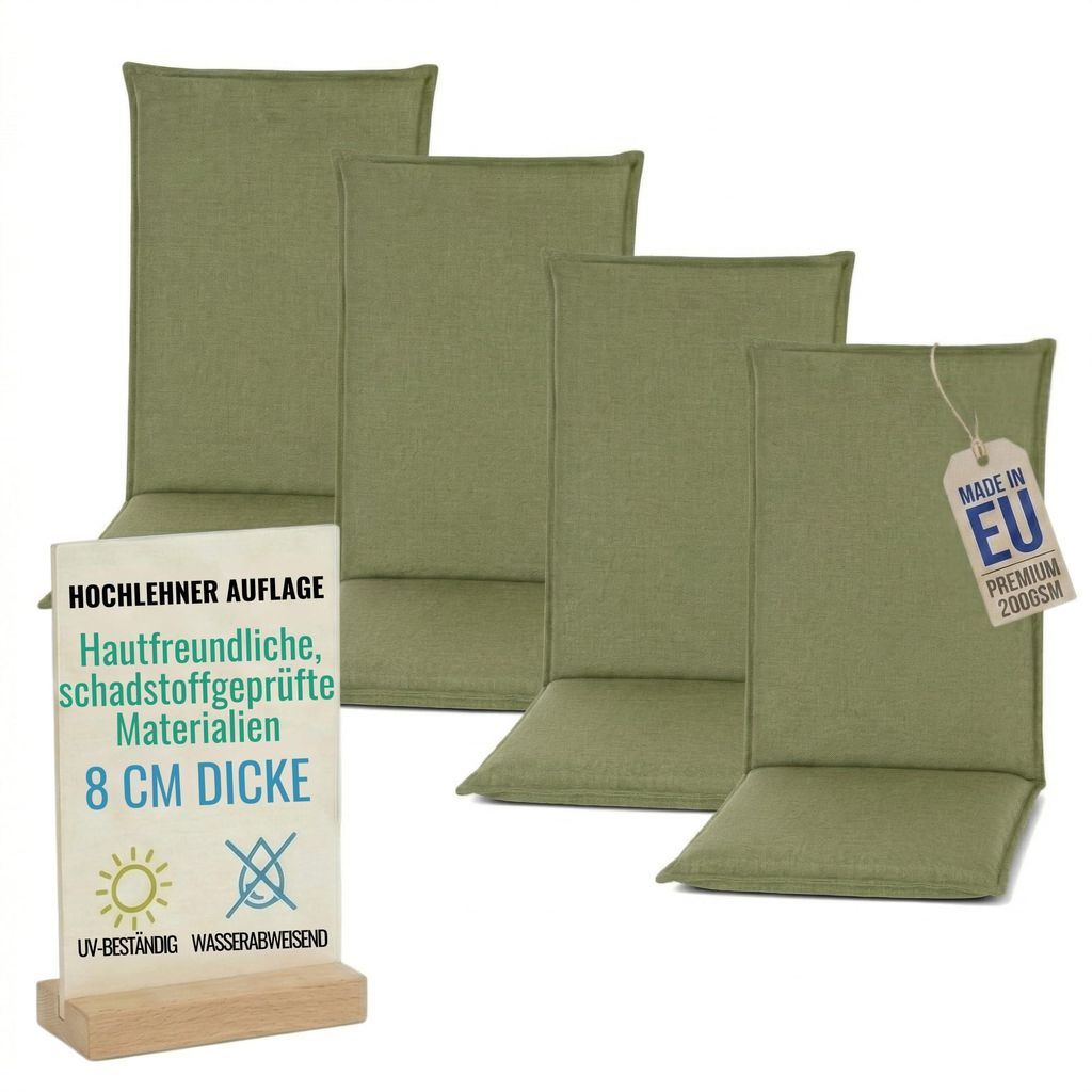 Pillows24 - 4x Hochlehner Auflagen 120x50x8 cm | Bequeme & Produktbild 