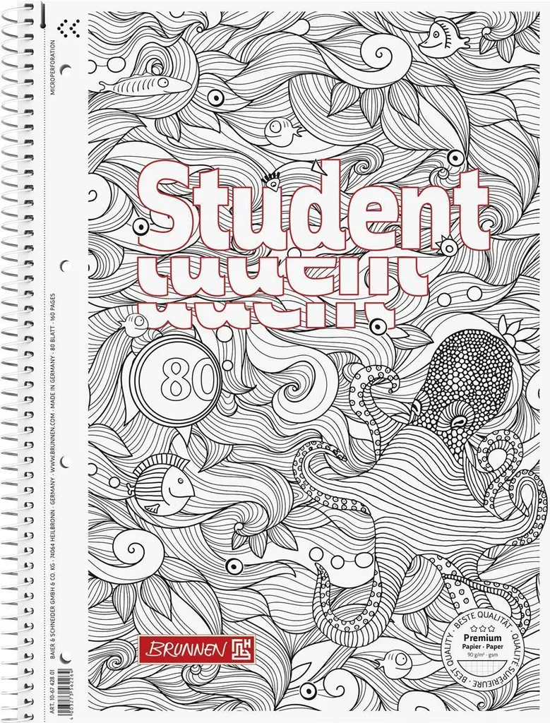 Brunnen 106742801 Cahier Collegeblock A4 Linéature 28 Lot de 5 Pièces