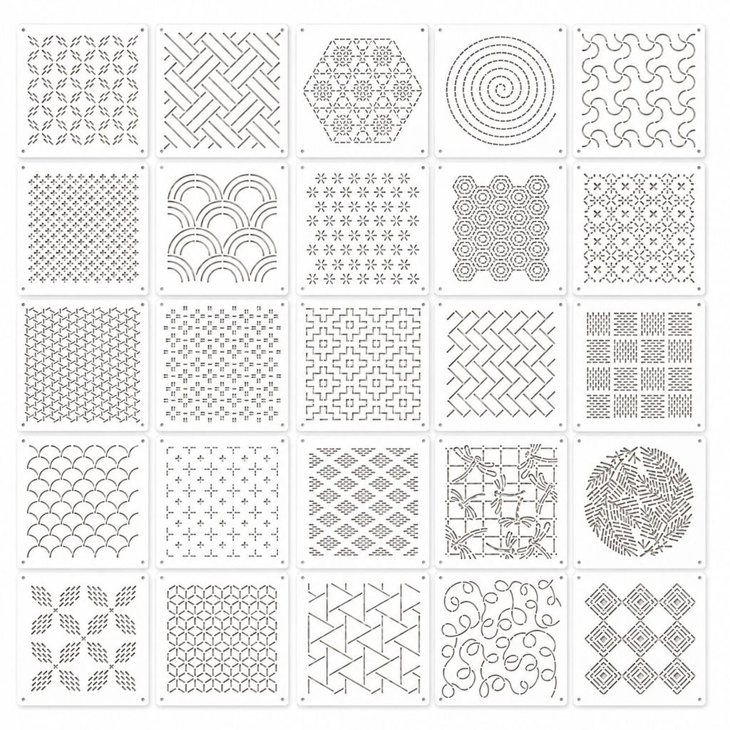 25er Sashiko Schablonen Set Stickschablonen Quilt Produktbild 