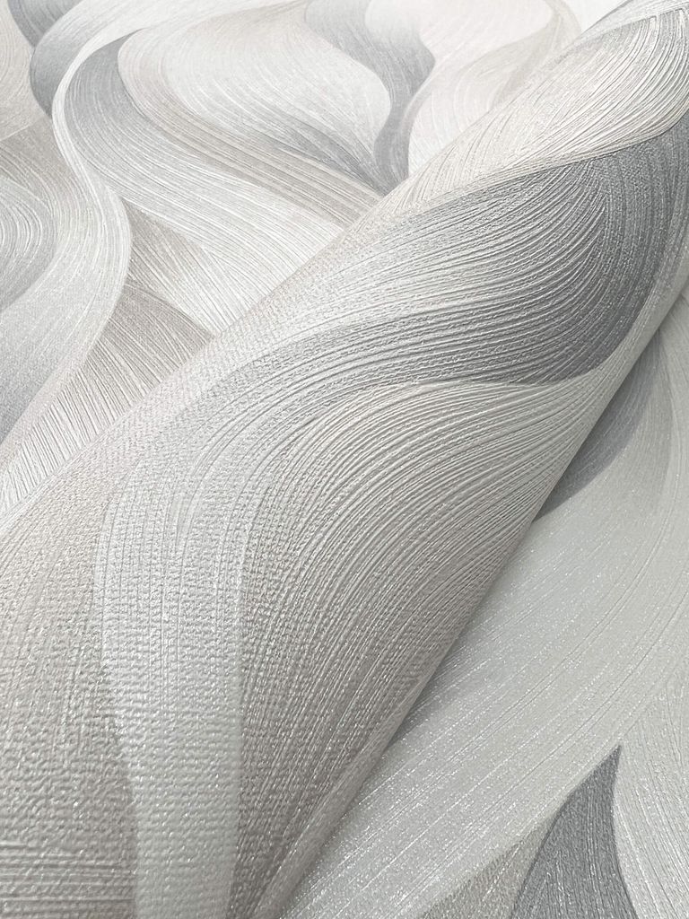 NEWROOM Tapete Grau Vliestapete Wellen - Mustertapete Glamour Weiß Struktur Muster Modern