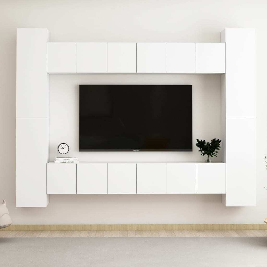 Maison Exclusive - 10-tlg. TV-Schrank-Set Weiß Holzwerkstoff