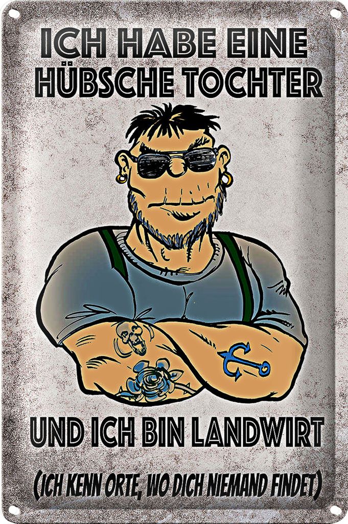 Blechschild Spruch 18x12cm ich habe eine hübsche Tochter