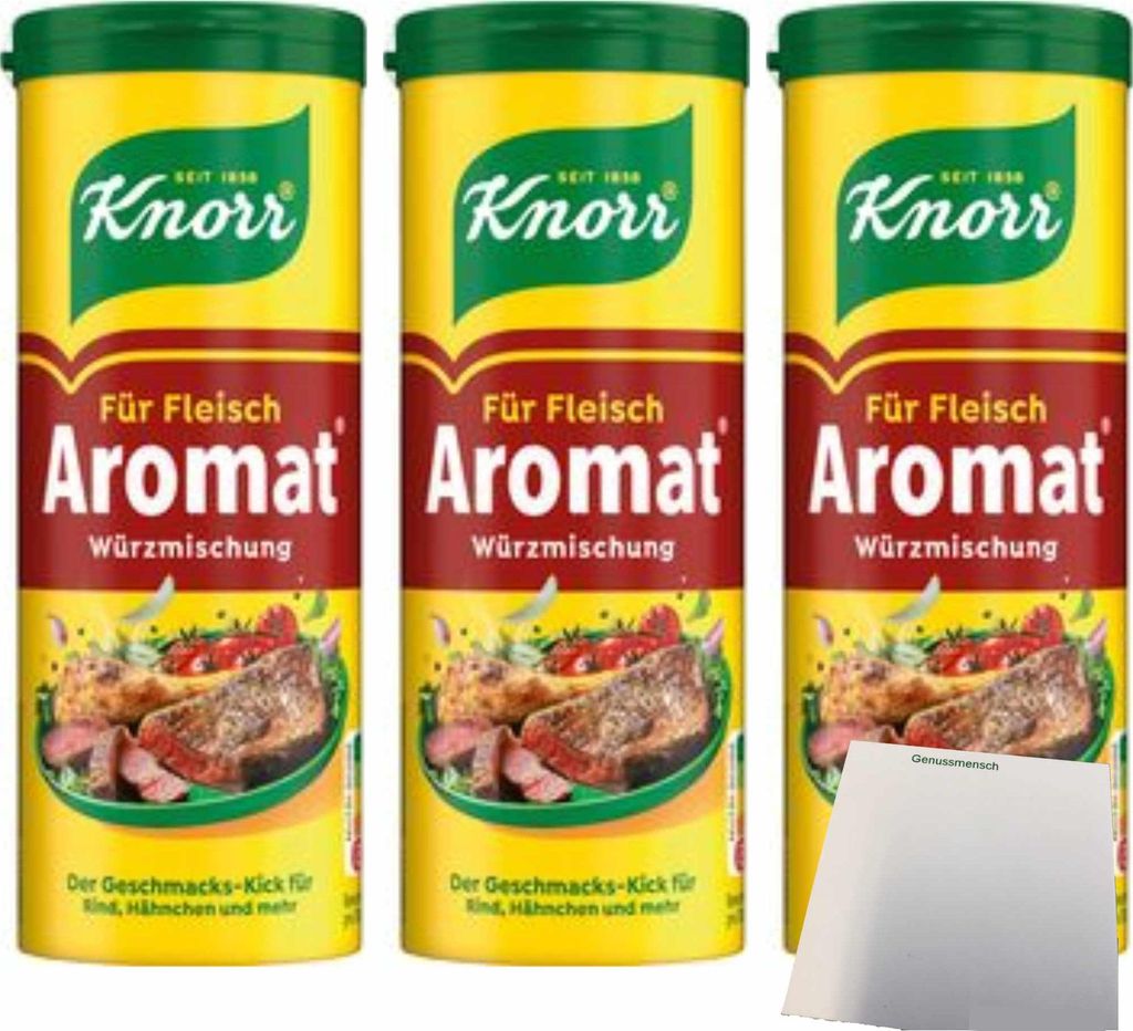 Knor Aromat für Fleisch 3er Pack (3x90g Streuer) + usy Block