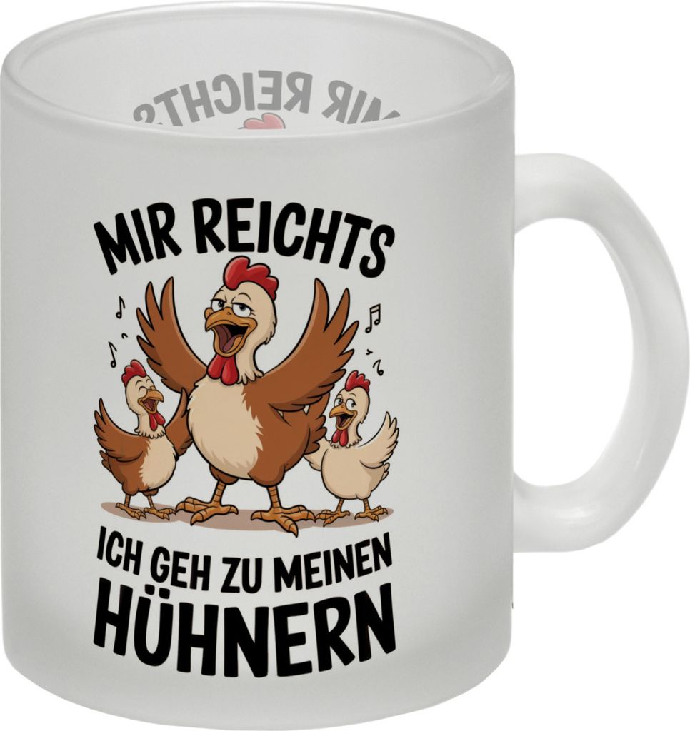 Drei Cartoon-Hühner - Ich geh zu meinen Hühnern Glas Tasse
