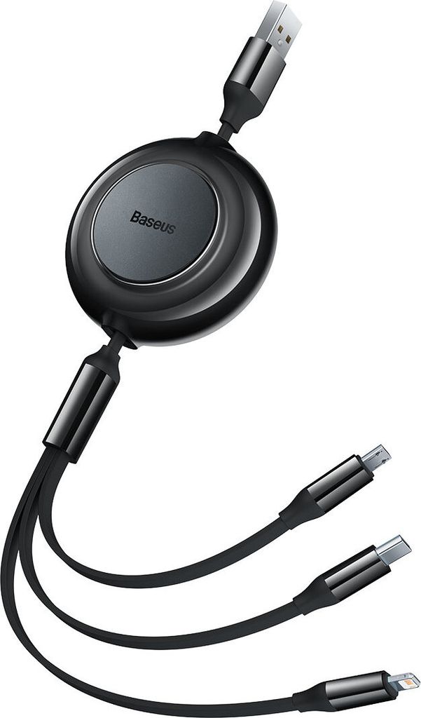 Baseus Bright Mirror 2, USB 3-in-1-Kabel fr Micro USB / USB-C / Lightning 3,5 A 1,1 m (Schwarz)