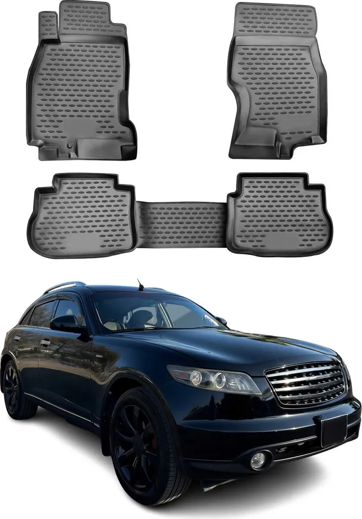 Tappetini Su Misura Infiniti FX35 2003-2009 TPE Nero - Sicurezza 3D - 1
