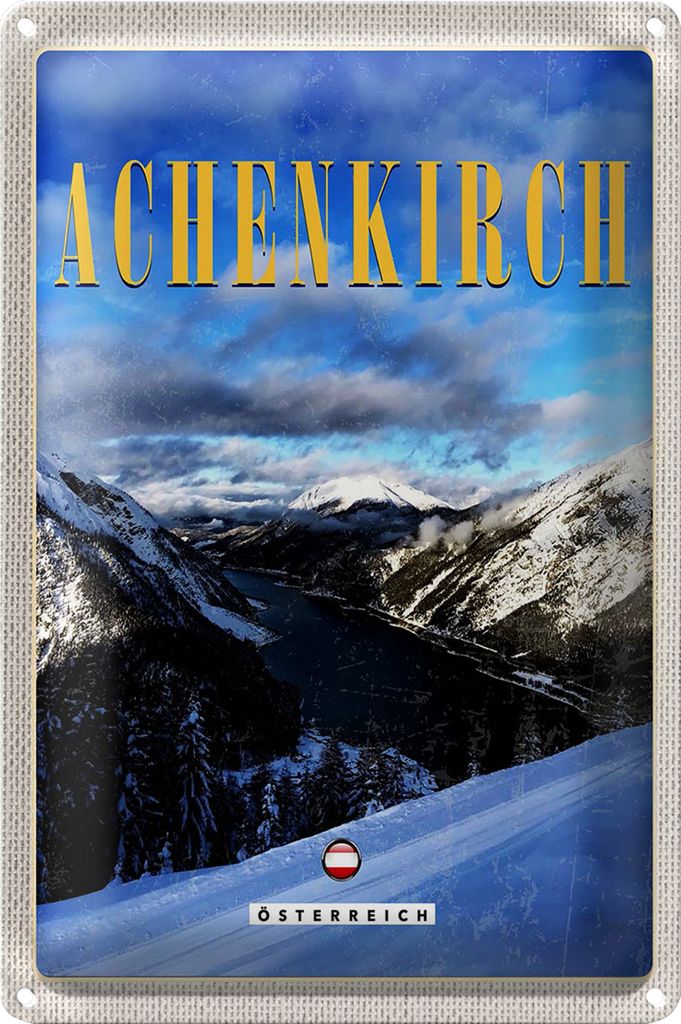 Blechschild Reise 18x12cm Achenkirch Österreich Skiurlaub Schnee