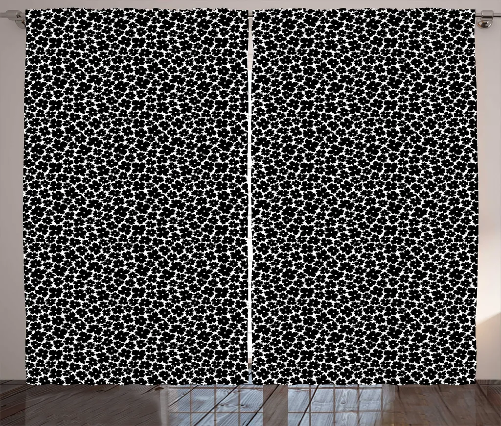 Rideaux gris anthracite à fleurs 280x225 cm avec crochets fournis