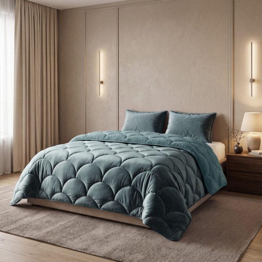 Sleeptime Lazy Teddy/Samt Grün 200x200cm + 2x60x70 cm Produktbild 