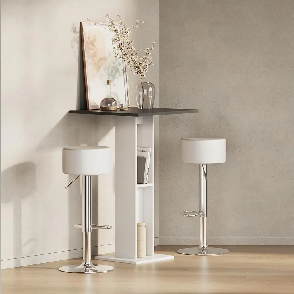 Table de bar Livinity Regusa 65x65 cm blanc et anthracite - Modèle 55926 - 4