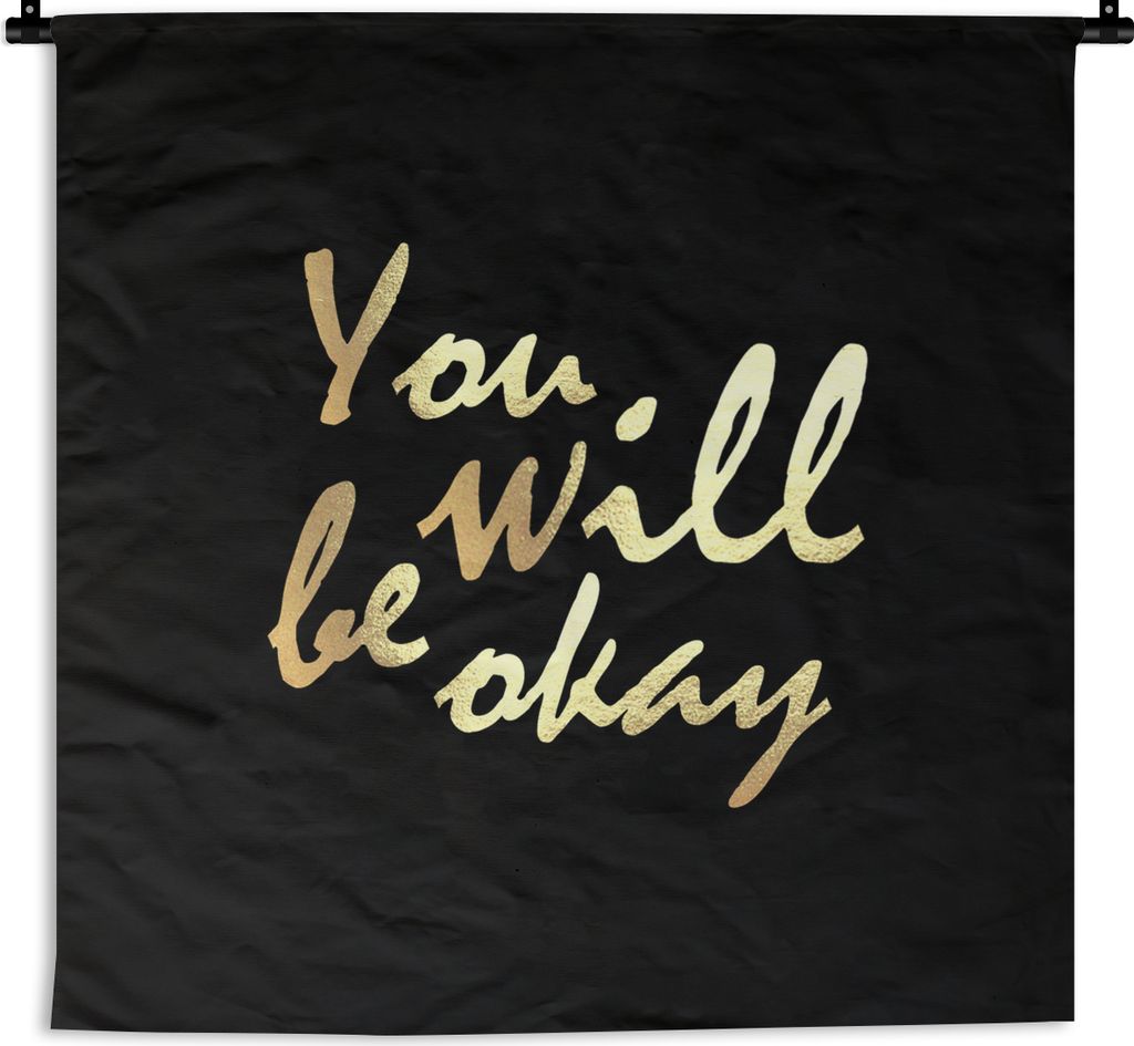 MuchoWow® Wandteppich Wandbehang Zitat - Motivation - Gold Produktbild 