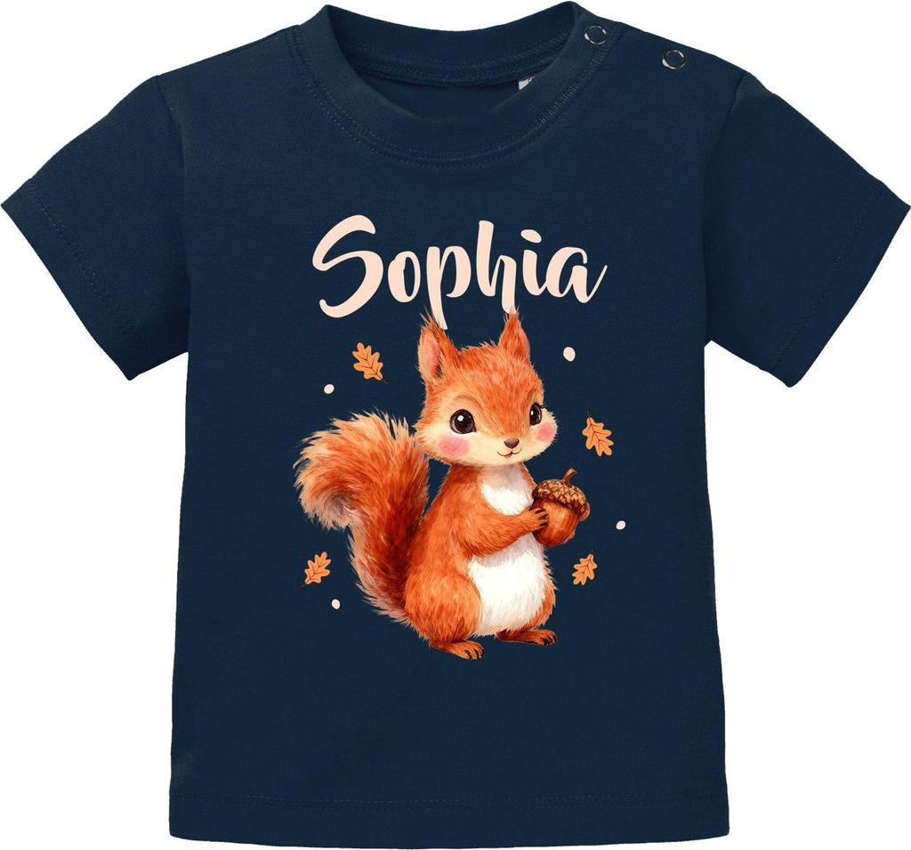 Baby T-Shirt personalisiert mit Namen bedrucken Eichhörnchen Print Namensgeschenke Baby Geburt Taufe Junge/Mädchen SpecialMe
