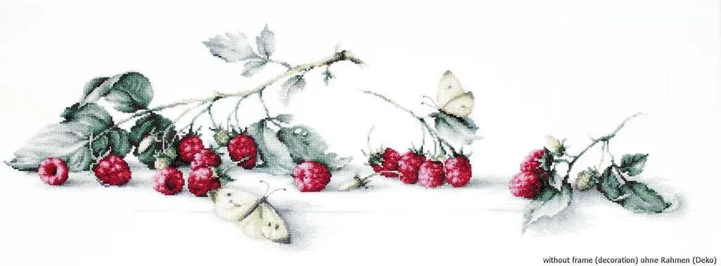 Kit point de croix Luca-S Framboises avec papillon 59x20cm B2354