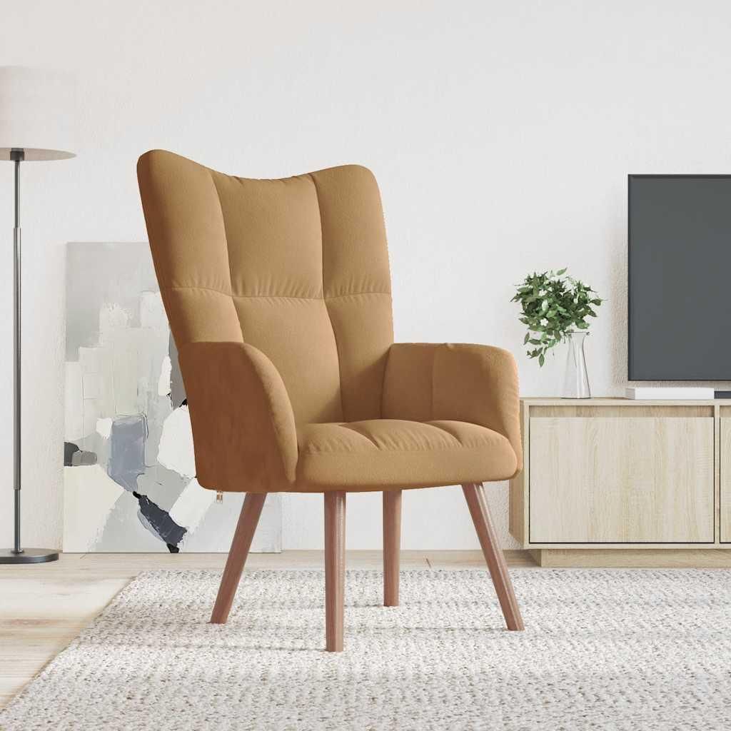 vidaXL Relaxačné kreslo hnedý zamat Obrázok produktu 