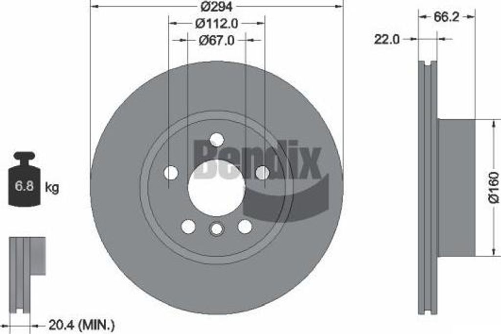 BENDIX Braking BDS1633HC Bremsscheibe OE 34106877211 kompatibel mit 3er G20, 3er G21