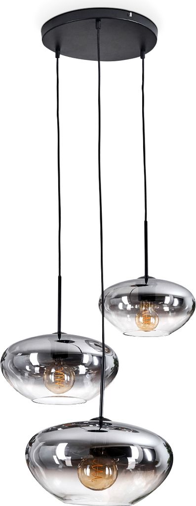 Galatina Hängelampe aus Metall/Glas in Schwarz/Rauchfarben/Klar